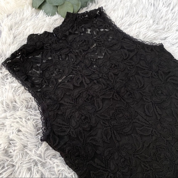 Soprano Black Dress Lace High Mock Neck Size Large - Picture 5 of 7